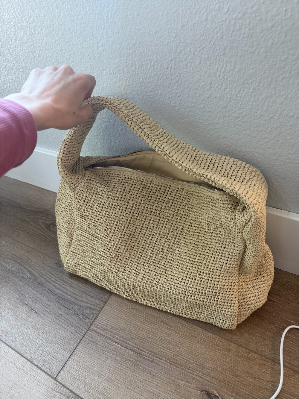 COS Natural Beige raffia Woven Shoulder Bag - Picture 3 of 5